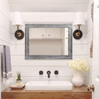 AAZZKANG Rustic Mirror Large Wood Framed Wall Mirror 70 x 50cm Rectangle - Image 6