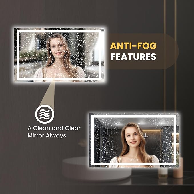 LOAAO 62"x36" LED Bathroom Mirror - Image 4