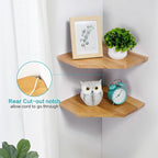 Corner Wall Shelves, Corner Floating Shelves Set of 2 Solid Oak Wood Display - Image 5