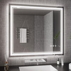 Bathroom Mirrors for Wall, 40x36 Inch Gradient Front and Backlight Lighted by VanPokins-GlobalHighEndLEDBathroomMirrorBrand