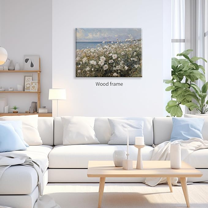 Nature Landscape Wall Art Coastal Wildflower Poster 24X36 inch Framed French - Image 4