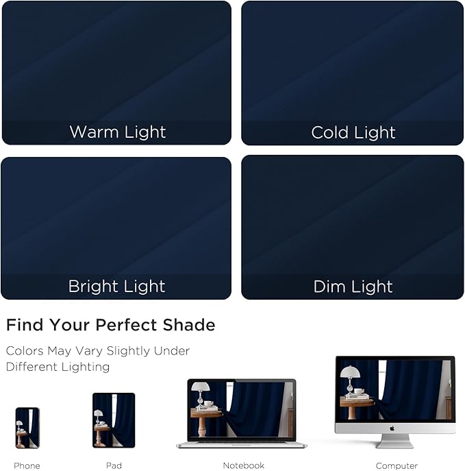 CUCRAF Navy Blue Blackout Curtains Customize, Rod Pocket Room Darkening Curtain - Image 4