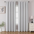 CUCRAF Grayish White Blackout Curtains 108 inch Length 2 Panels Set, Rod Pocket by CUCRAF