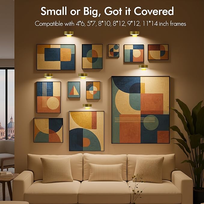 3-Pack Picture Lights for Wall, Rechargeable Battery Operated Led Painting Light - Image 7