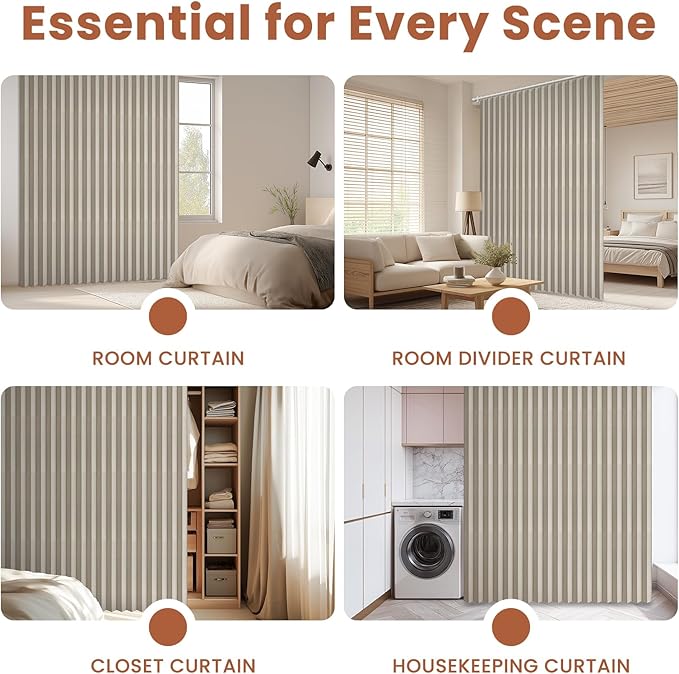 AJAZZ Blackout Accordion Door Curtain 98"x78" Cream White - Image 8