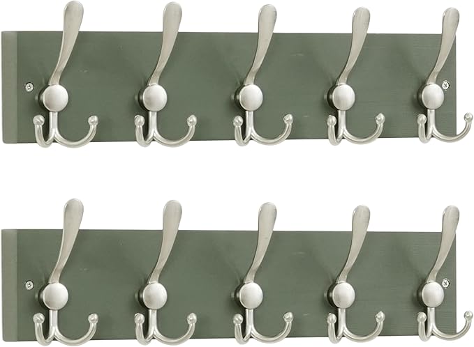SKOLOO Creations Forest Green Solid Wood Wall Mounted Coat Rack, 5 Hooks by SKOLOO