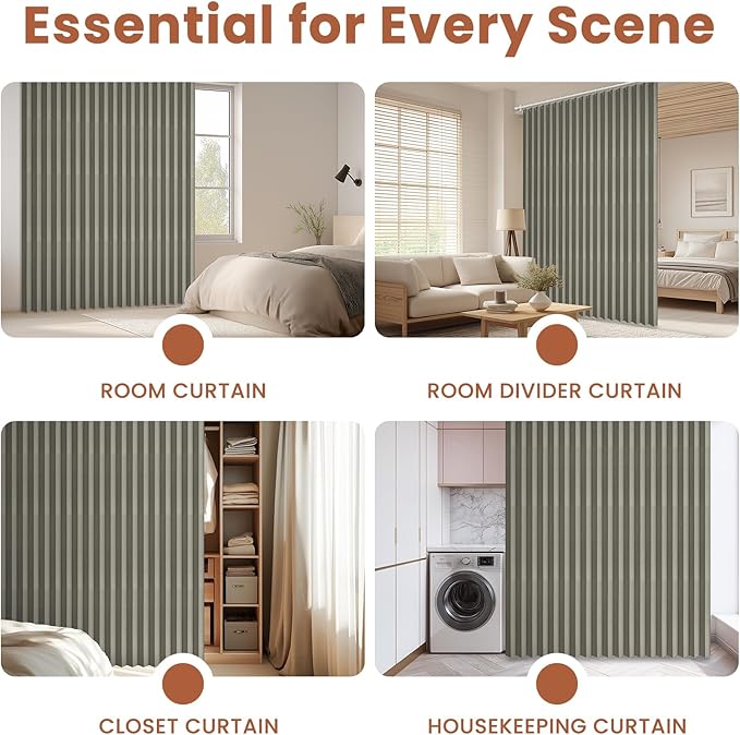 AJAZZ Blackout Accordion Door Curtain 98"x106" Grey - Image 8