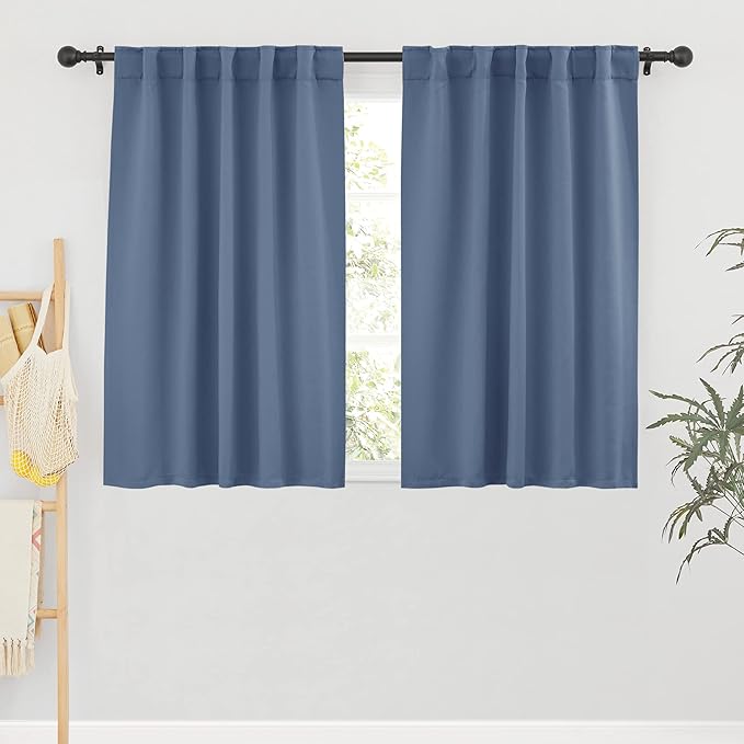 RYB HOME Blackout Curtains for Bathroom, Room Darkening Small Window Decor by RYBHOME