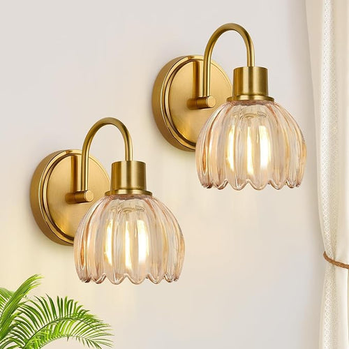 2-Pack Brushed Gold Bathroom Vanity Light, Single-Head Wall Sconce by Meybiok