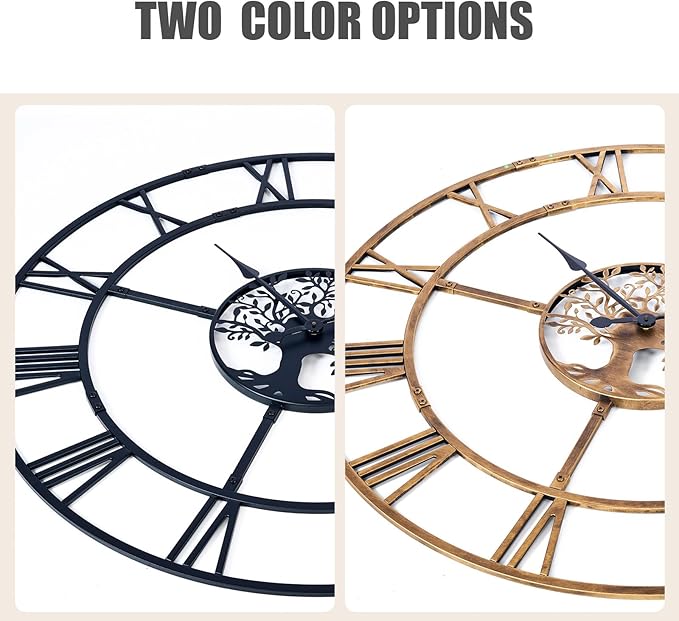 48 Inch Large Wall Clock for Living Room – Bronze Metal Clock - Image 7