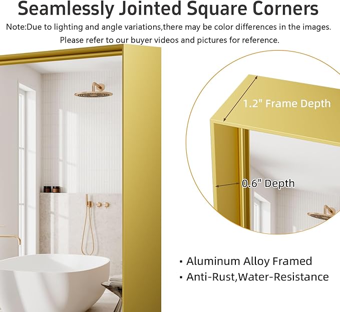 22x30 Inch Gold Bathroom Mirrors - Image 3
