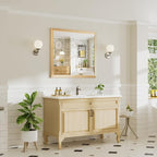 40x36 Inch Bathroom Mirror for Wall, Anti-Rust Oak Wood Grain Metal Framed - Image 3