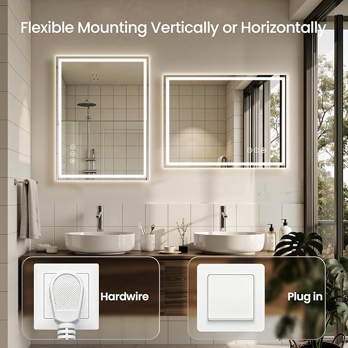32X36 LED Bathroom Mirror with Lights, Backlit + Front Lit, Lighted Bathroom - Image 6