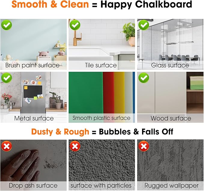 Chalkboard Wallpaper Peel and Stick, 35.4"x78.7" Blackboard Contact Paper Self - Image 8