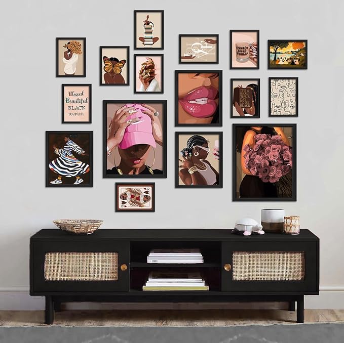 ANERZA 16 PCS Framed Black Girl Wall Art Decor, African American Wall Prints - Image 6