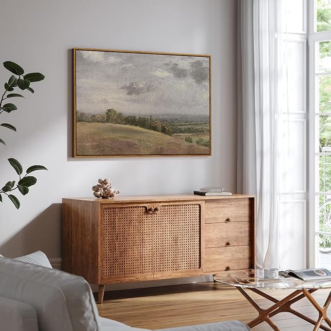 InSimSea Framed Canvas Wall Art Vintage Decor, WildField Landscape Painting - Image 4
