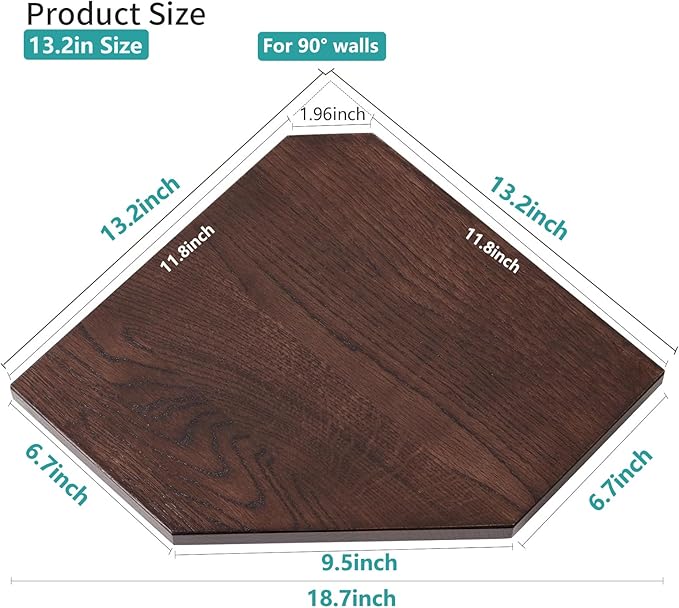 Corner Wall Shelves, Corner Floating Shelves Set of 2 Solid Oak Wood Display - Image 3