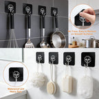 DDMY Adhesive Hooks for Hanging Heavy Duty 2026 Upgraded Black 24 Pack Sticky - Image 2