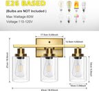 Ascher Bathroom Vanity Light Fixtures, 3 Light Wall Sconces Lighting - Image 6