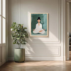 GELDSTEI Wood Framed Zen Wall Art, Tranquil Meditation Wall Decor, Yoga Girl - Image 4
