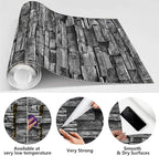 Jeweluck Grey Brick Wallpaper Peel and Stick Wallpaper 17.7”×393.7” Faux Stone - Image 5