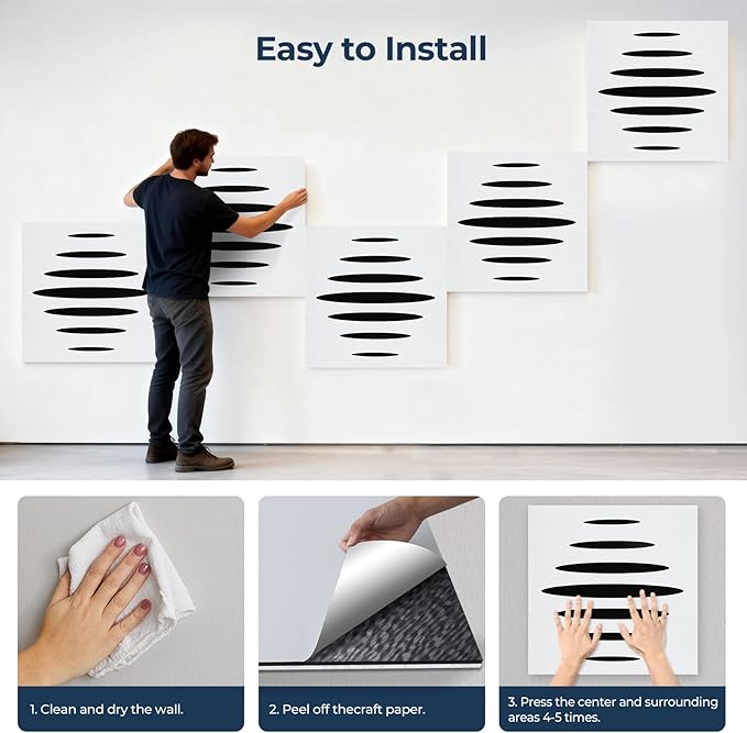 6 Pack Acoustic Wall Panels Self-Adhesive, 23.6" x 23.6" x 0.5" Acoustic Panels - Image 6