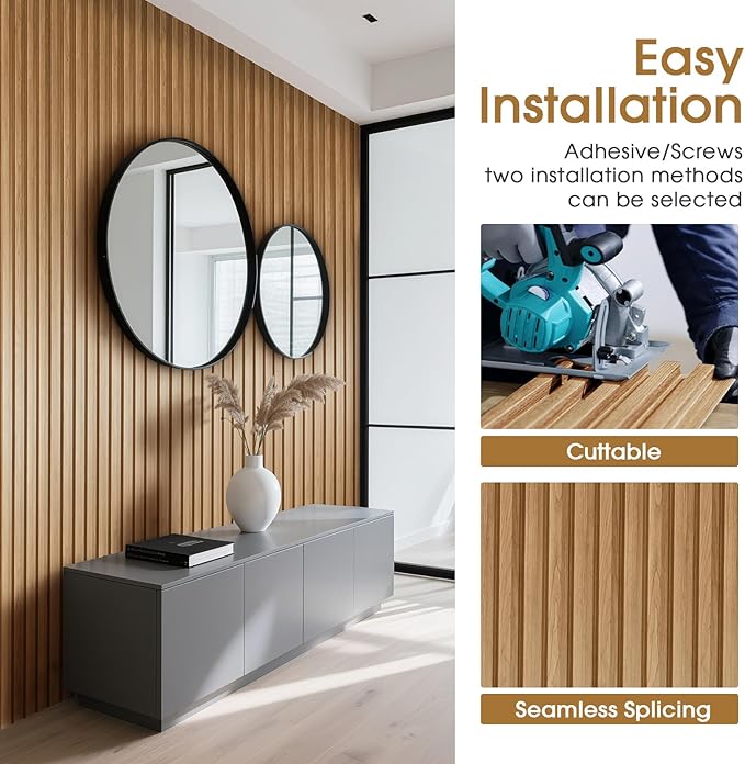 WPC Slat Wall Panels 8 Pack 96" x 6.6", Waterproof Fluted Wall Paneling - Image 4
