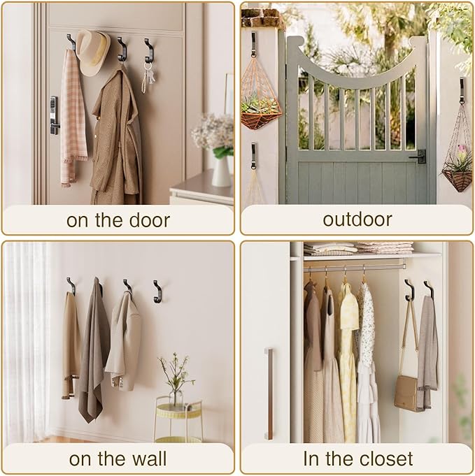 bussdis Wall-Mount Coat Hooks, Heavy Duty 30LB Hooks - Image 4