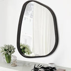 Asymmetrical Small Wall Mirror Irregular Wood Frame Modern Unique Accent Wall by HLFMVWE