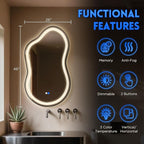 Dorlicecass Irregular Led Bathroom Mirror- Black 26"x46" Single Piece Vanity - Image 5