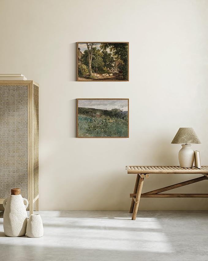 InSimSea Framed Canvas Wall Art Vintage Decor, Room Decor Classical Countryside - Image 3