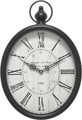 Menterry Oval Retro Wall Clock, Rustic Vintage Style, Battery Operated Silent by Menterry