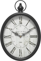Menterry Oval Retro Wall Clock, Rustic Vintage Style, Battery Operated Silent by Menterry