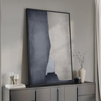 Framed Blue Abstract Wall Art, 1 Piece Large Modern Canvas Prints Paintings by Cuspin