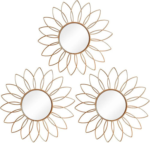 3 Pack Metal Mirrors for Wall Sunburst Wall Mirrors Home Décor Decorative by Uaussi