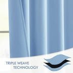 MIULEE Sky Blue Back Tab Blackout Curtains 108 Inch Long 2 Panels Set - Image 7