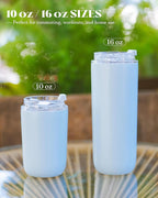 16 oz Insulated Coffee Tumblers, Travel Coffee Tumblers with Straw, Double-Wall Stainless Steel Tumbler, Leak Proof Tumbler, Reusable Cups with Lids for lced and Hot Drinks (Blue)