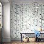 Timeet Peel and Stick Wallpaper White and Blue Floral Wallpaper Boho Leaf - Image 8