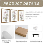 WRFON Framed Botanical Canvas Wall Art Set of 3, Watercolor Floral Prints - Image 6