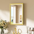 Keonjinn 16" x 24" Gold Bathroom Mirrors, Brushed Gold Framed Mirror, Beveled by Keonjinn