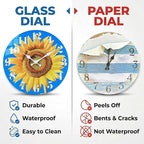Indoor/Outdoor Clocks Waterproof, Glass Sun Flower Decor Wall Clock - Image 2