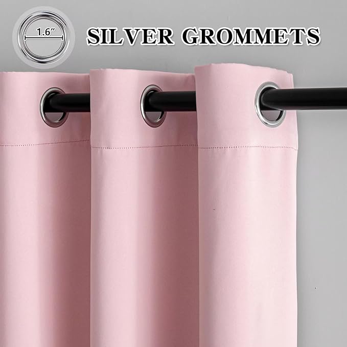 IGEMAEVE Blush Pink Curtains 96 Inch Length 2 Panels Set, Light Filtering - Image 3