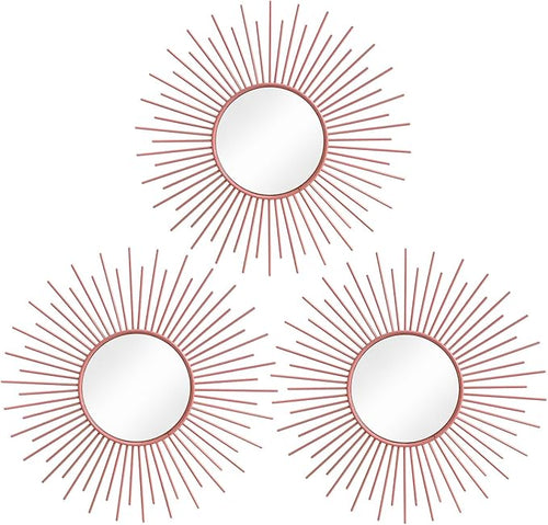 3 Pack Metal Mirrors for Wall Sunburst Wall Mirrors Home Décor Decorative by Uaussi