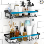 Moforoco Shower Caddy Shelf Organizer Rack, Self Adhesive Black Bathroom by MOFOROCO