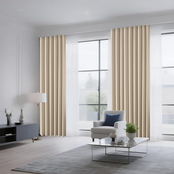 CUCRAF Light Beige Blackout Curtains 96 inch Length 2 Panels Set, Rod Pocket - Image 8
