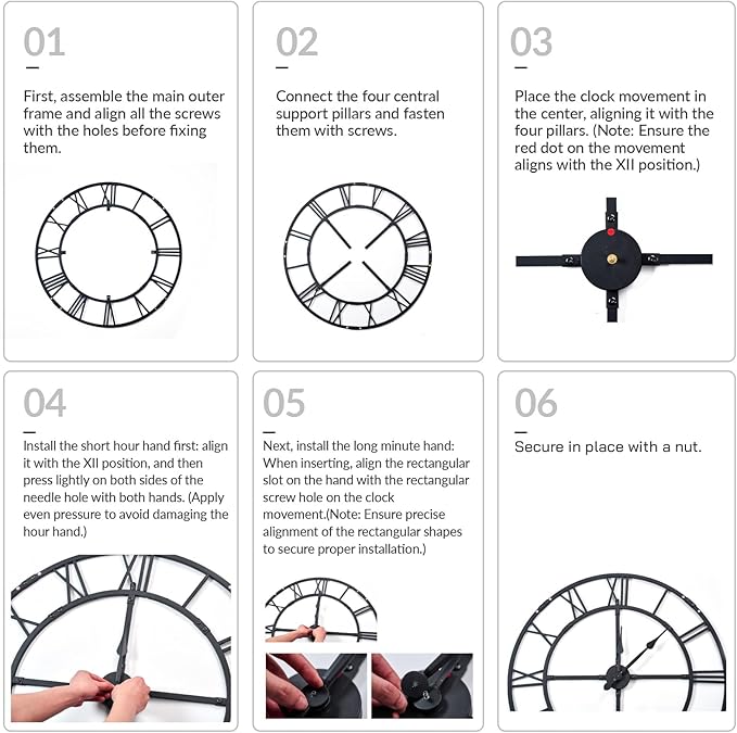 60 Inch Large Wall Clock for Living Room Decor – Easy-Assembly Silent - Image 4