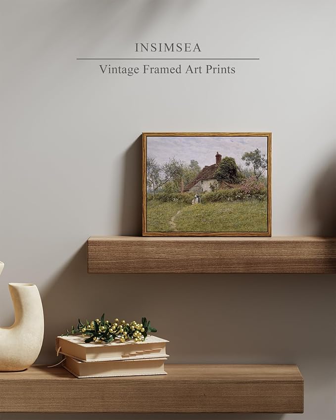 InSimSea Framed Canvas Wall Art Vintage Decor, Classical Landscape Watercolour - Image 2