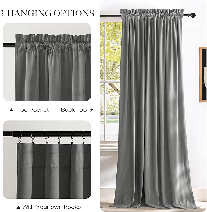 NICETOWN Super Soft Velvet Curtains 84 inches, Sound Reducing Cold Heat - Image 6