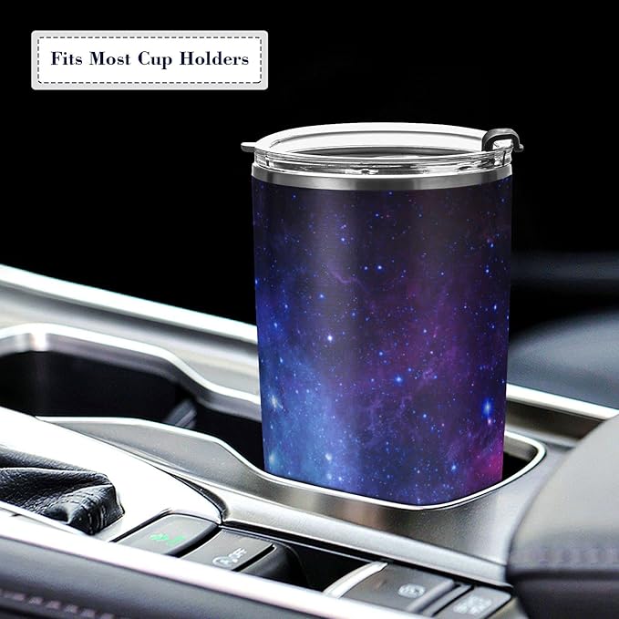 Tumbler Stainless Steel Vacuum Insulated Cup Double Walled, Simple Thermos Universe Galaxy Nebula Space Travel Mug for Coffee, Beverages, Tea with Straw and Lid
