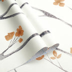 Timeet Peel and Stick Wallpaper White and Orange Floral Wallpaper Boho Leaf - Image 9